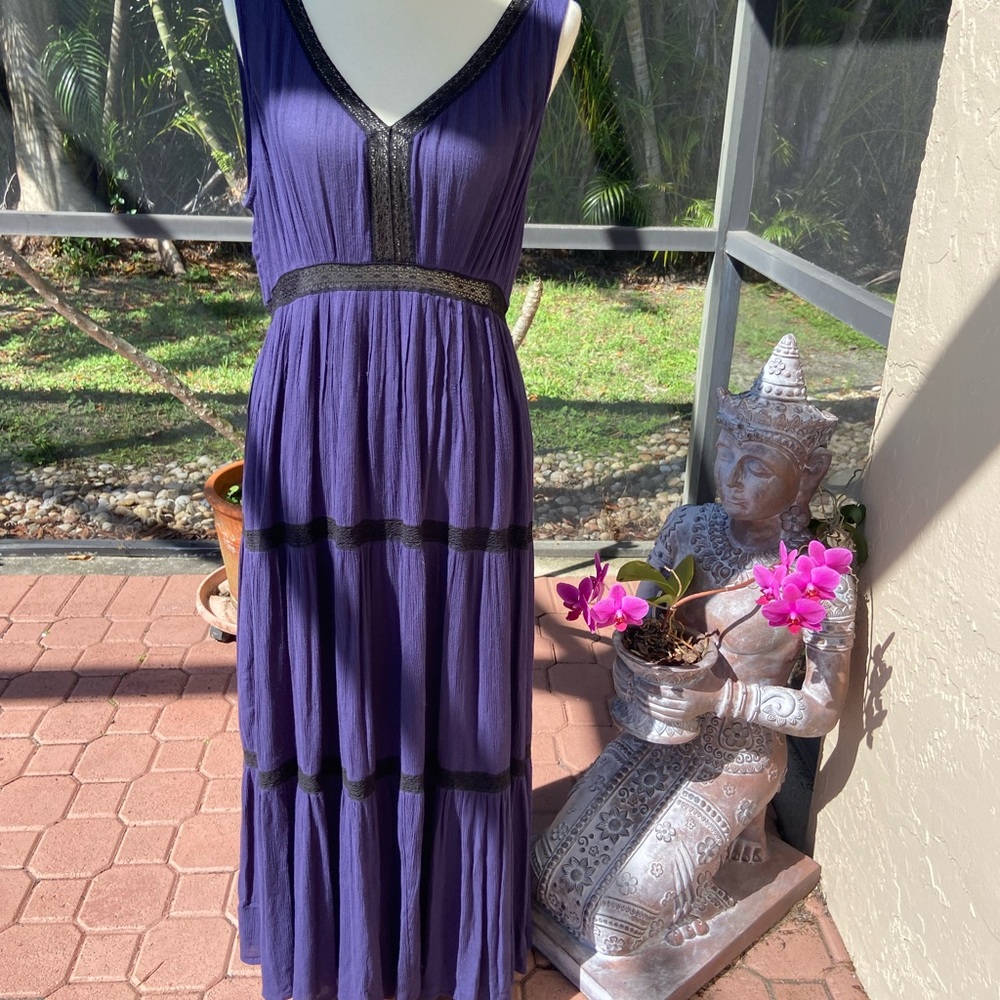 Ella Moss navy with black trim maxi dress (large) - Picture 10 of 15